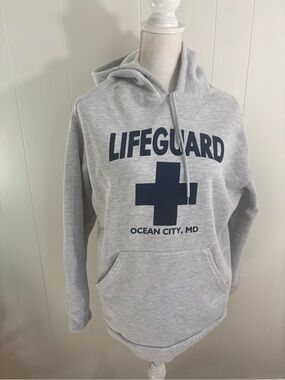 Vintage Lifeguard Ocean City, MD Gray Hooded Sweatshirt